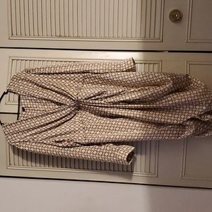 Cream and brown patterned silk dress